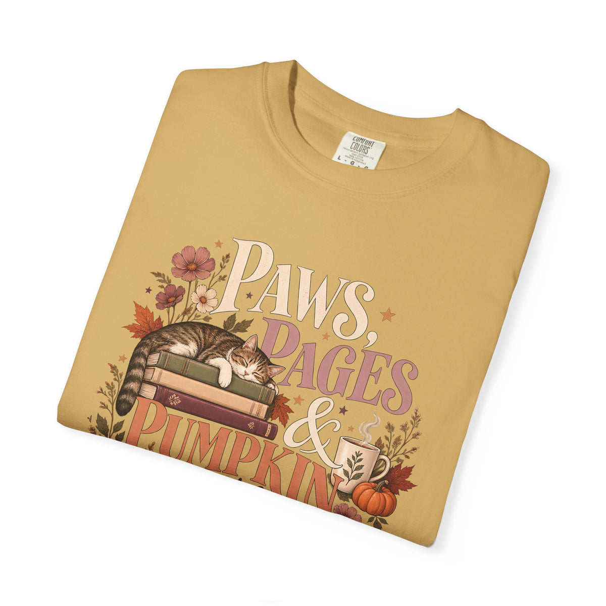 Paws, Pages & Pumpkin Days T-Shirt – Cozy Fall Book Lover Pet Tee