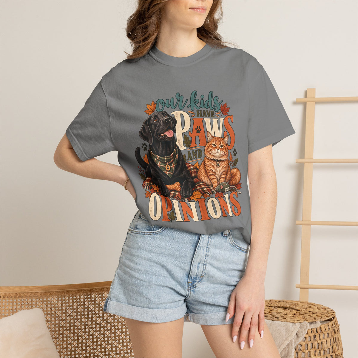 Our Kids Have Paws and Opinions T-Shirt – Funny Dog & Cat Lover Tee