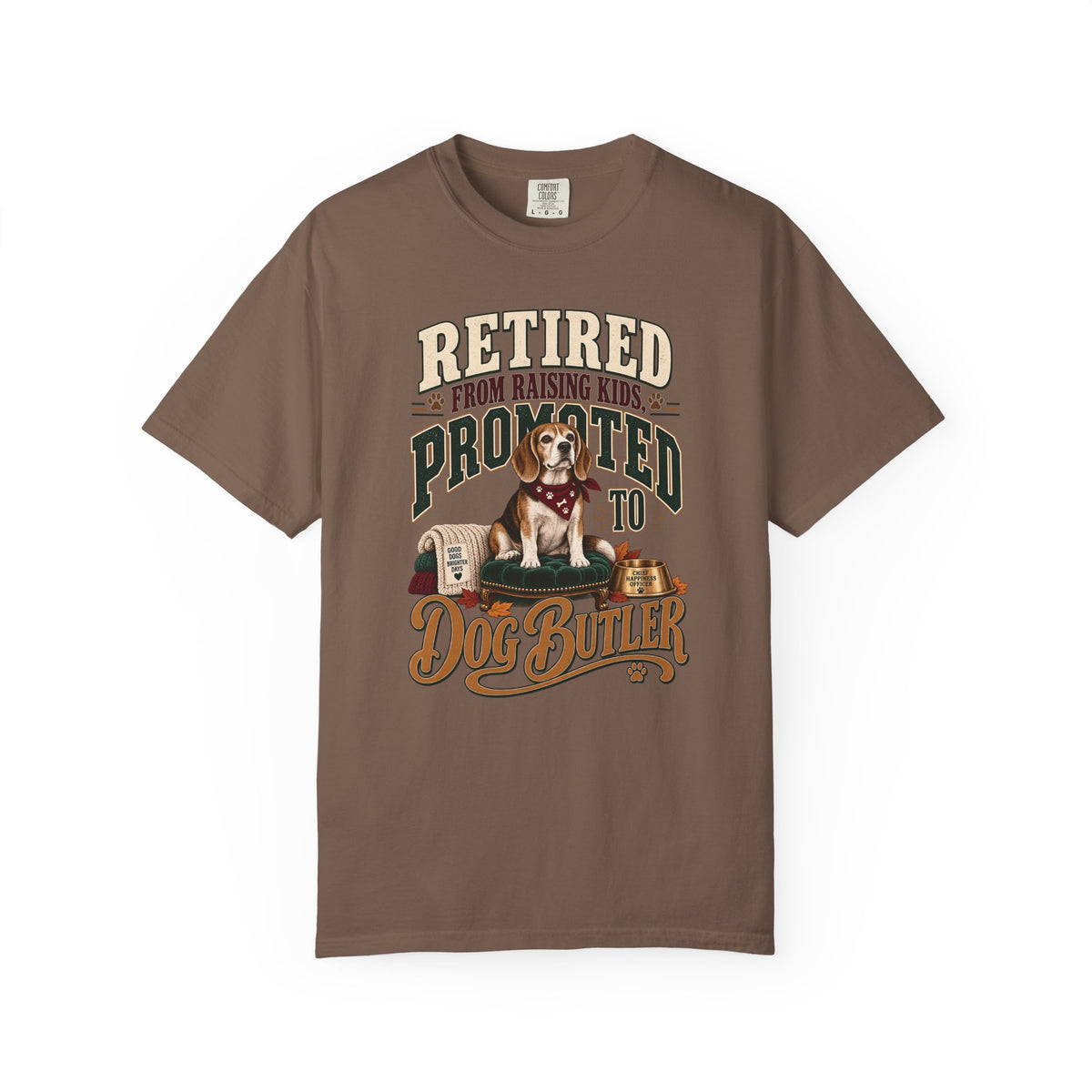 Retired From Raising Kids Promoted to Dog Butler T-Shirt – Funny Empty Nester Gift
