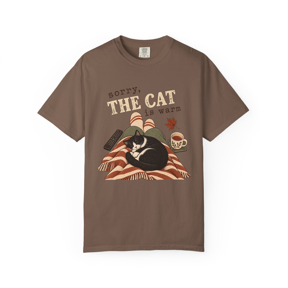 Sorry, The Cat Is Warm T-Shirt – Funny Cat Lover Cozy Lap Tee