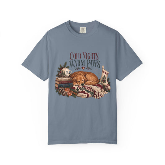 Cold Nights Warm Paws T-Shirt – Cozy Christmas Dog Lover Tee