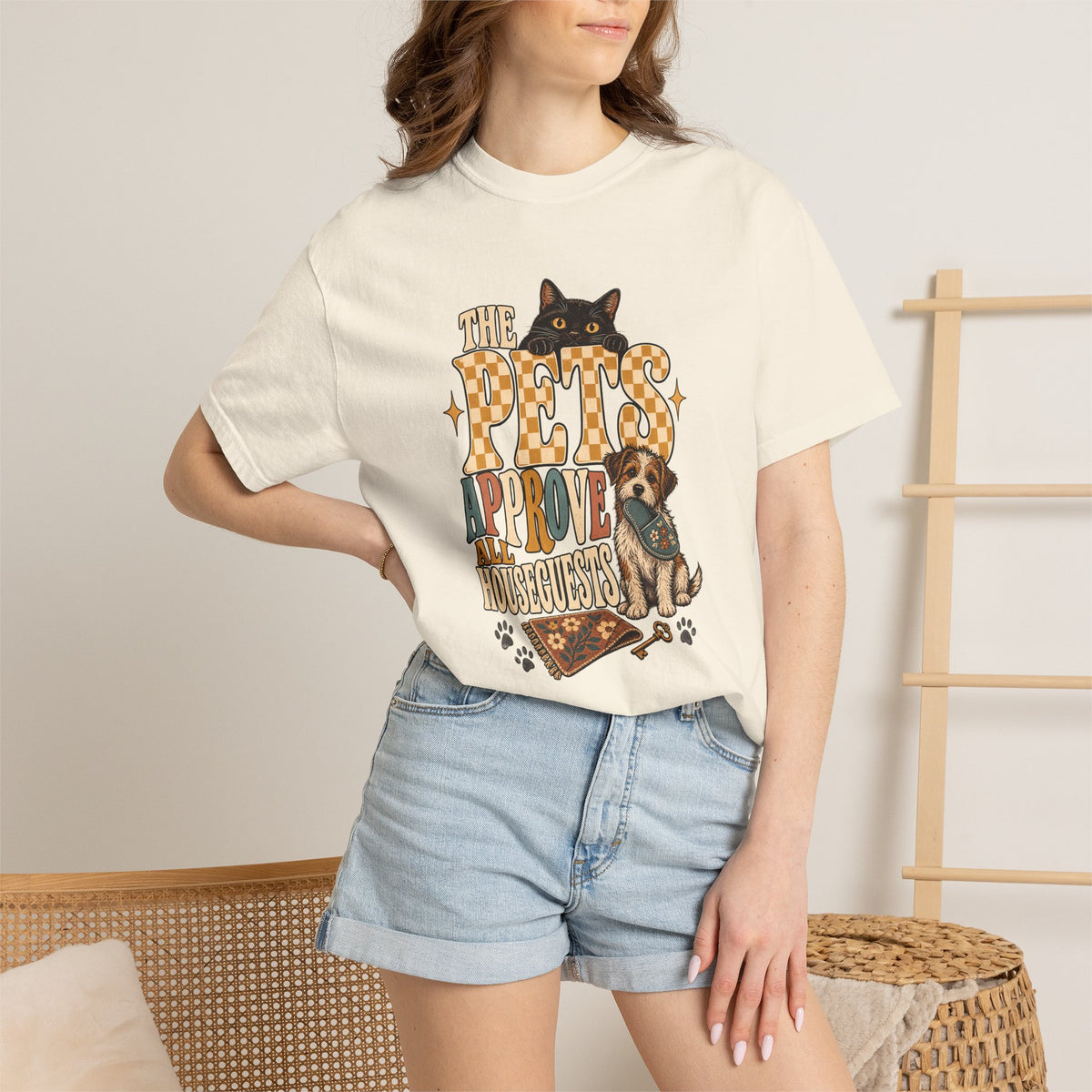 The Pets Approve All Houseguests T-Shirt – Funny Dog & Cat Lover Tee