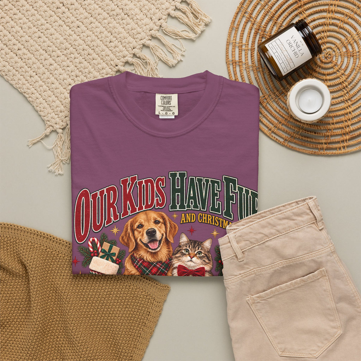 Our Kids Have Fur and Christmas Lists T-Shirt – Funny Pet Parent Christmas Tee