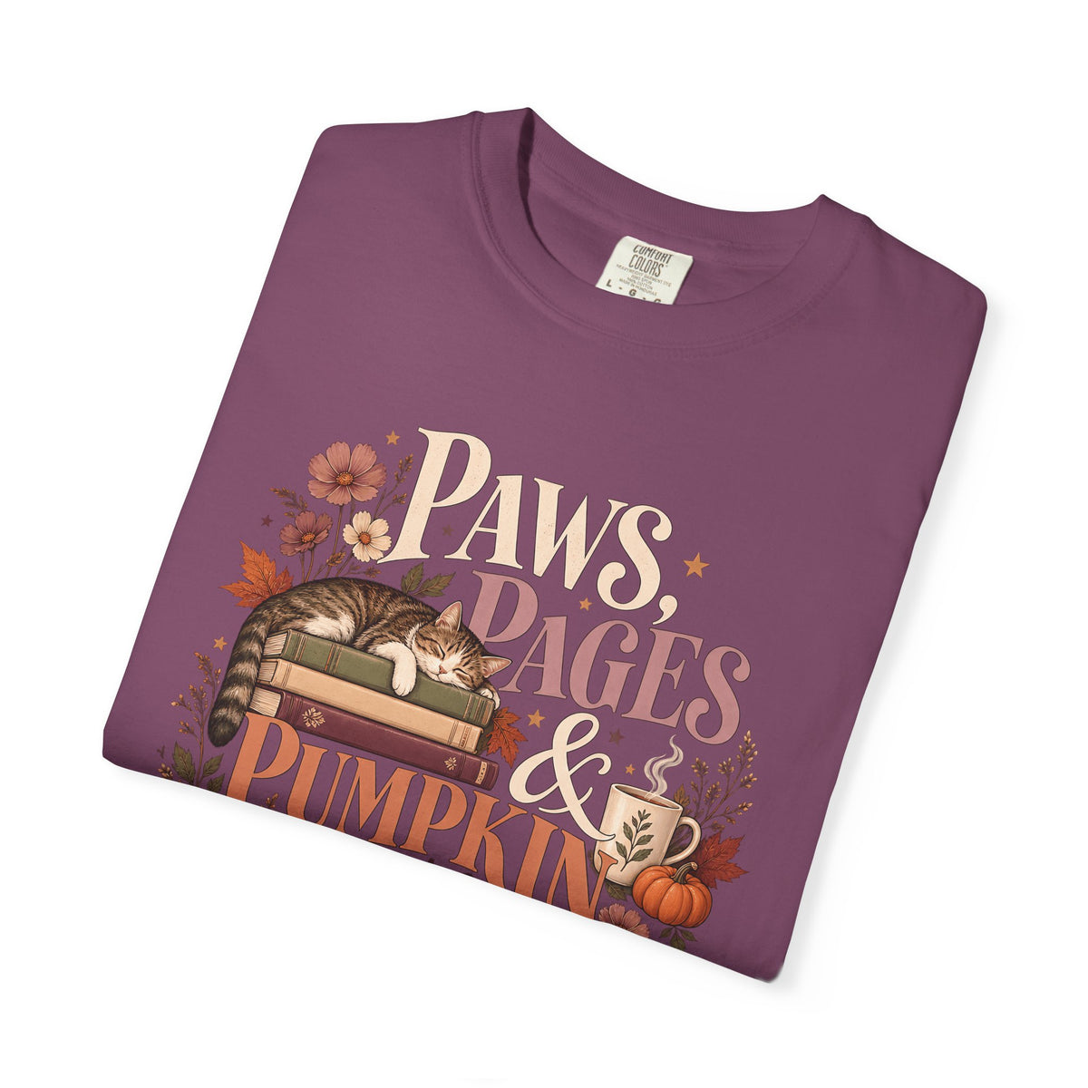 Paws, Pages & Pumpkin Days T-Shirt – Cozy Fall Book Lover Pet Tee