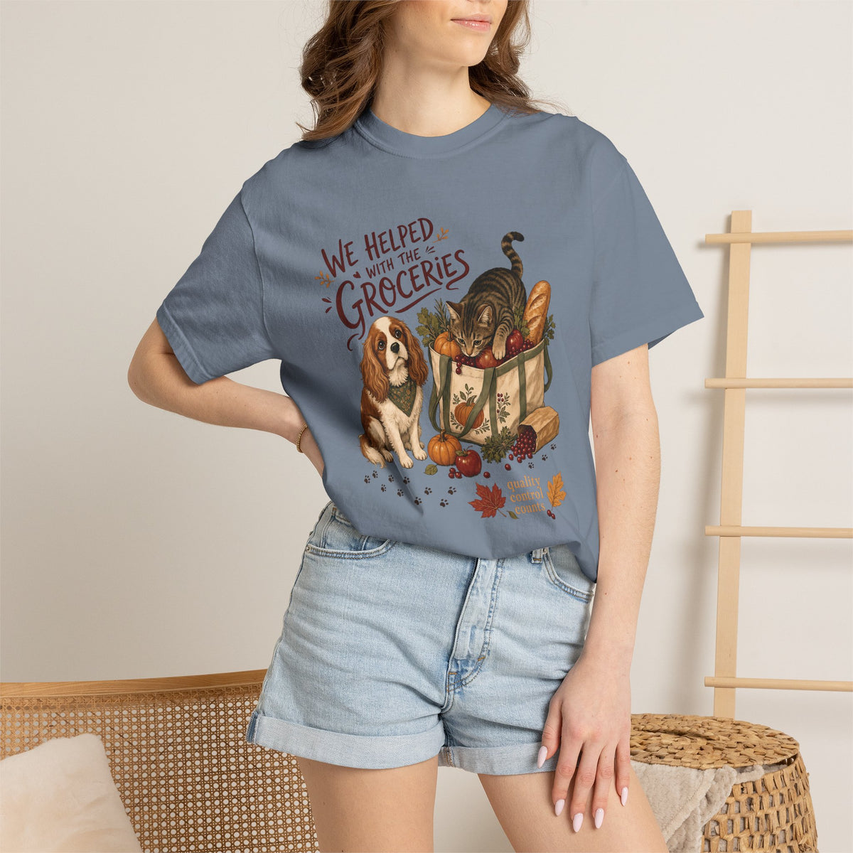 We Helped With the Groceries T-Shirt – Funny Dog & Cat Pet Lover Tee