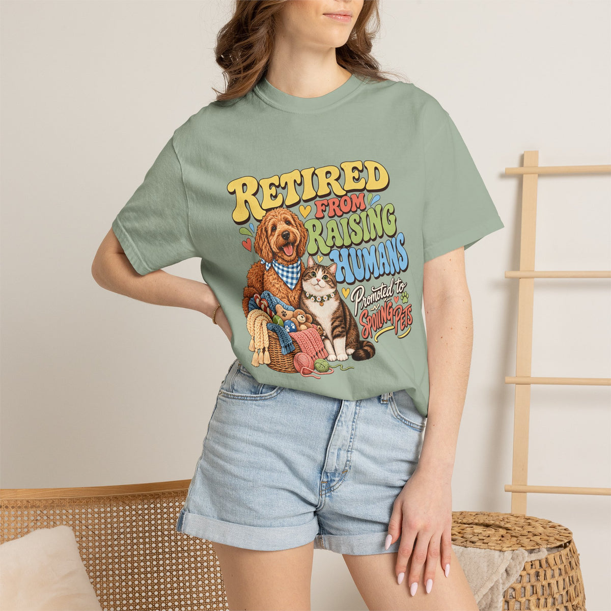 Retired From Raising Humans T-Shirt – Funny Dog & Cat Empty Nester Tee