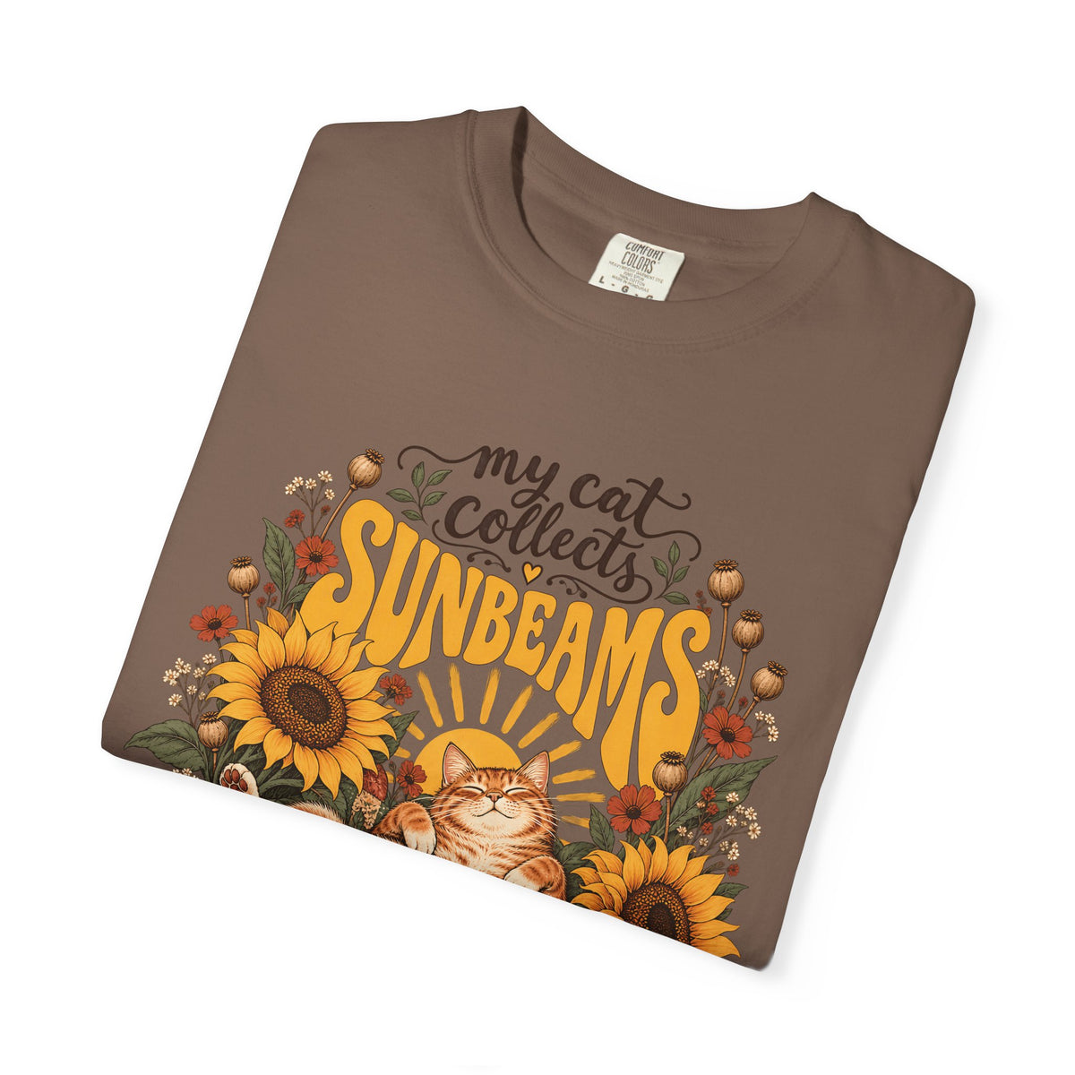 My Cat Collects Sunbeams T-Shirt – Sunflower Ginger Cat Lover Tee