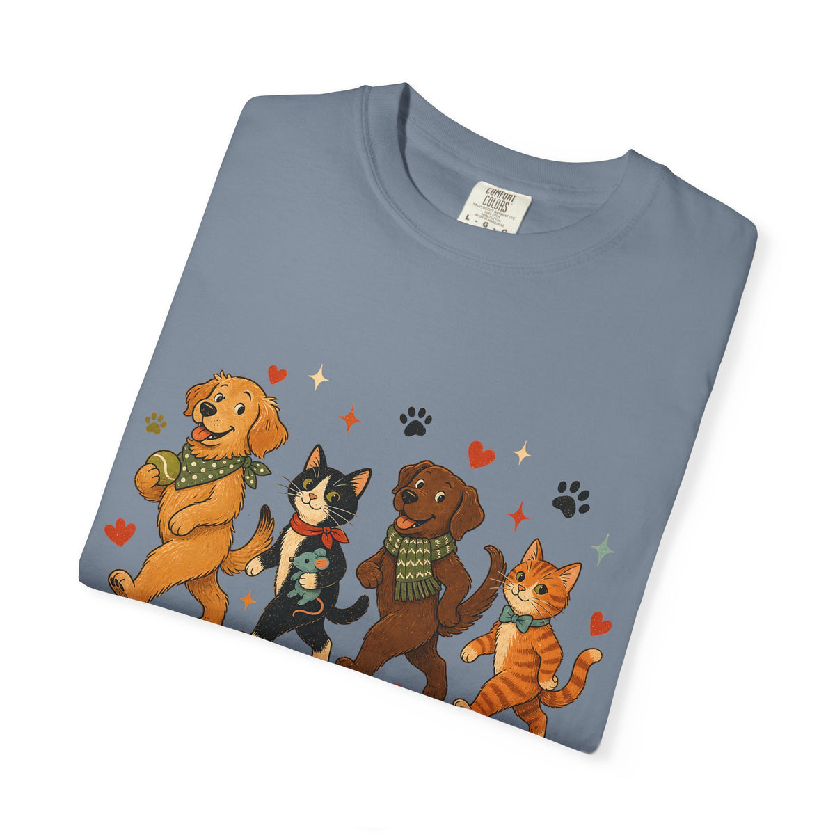 Dog and Cat Parade T-Shirt – Cute Multi-Pet Parent Graphic T-Shirt
