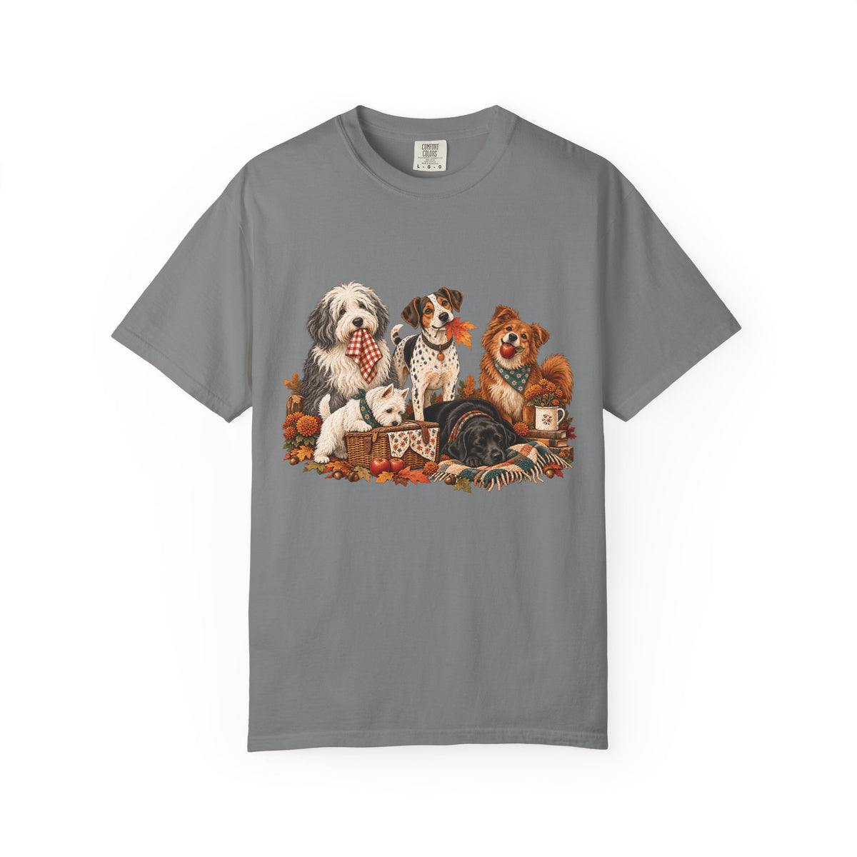 Autumn Dog Family T-Shirt – Vintage Fall Five Dogs Tee