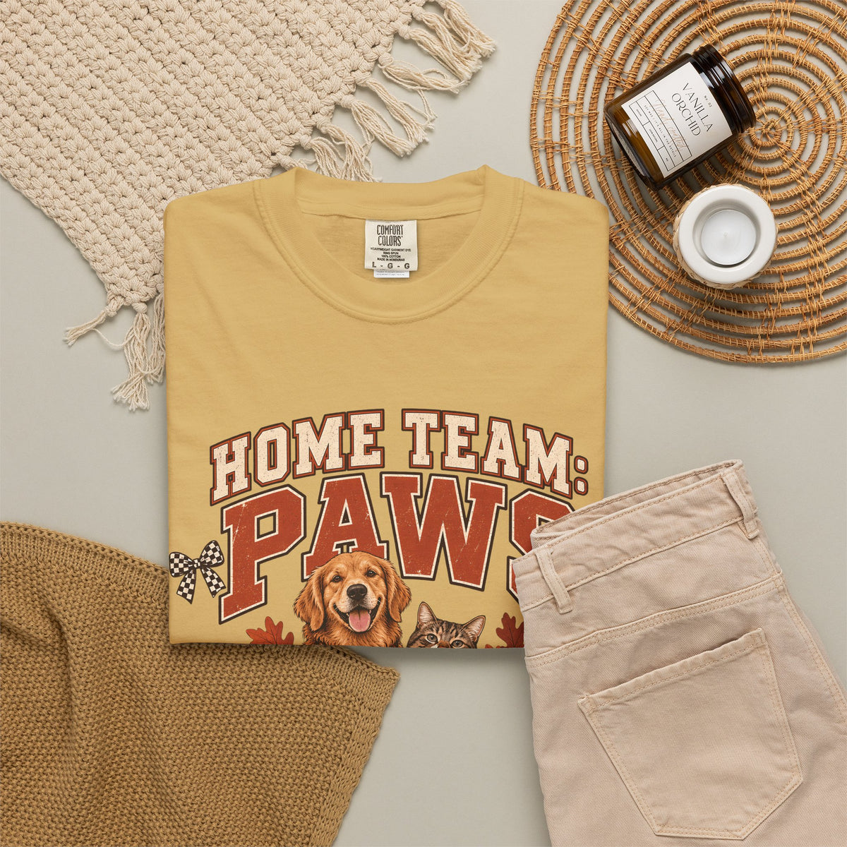 Home Team Paws T-Shirt – Football Dog & Cat Pet Lover Tee
