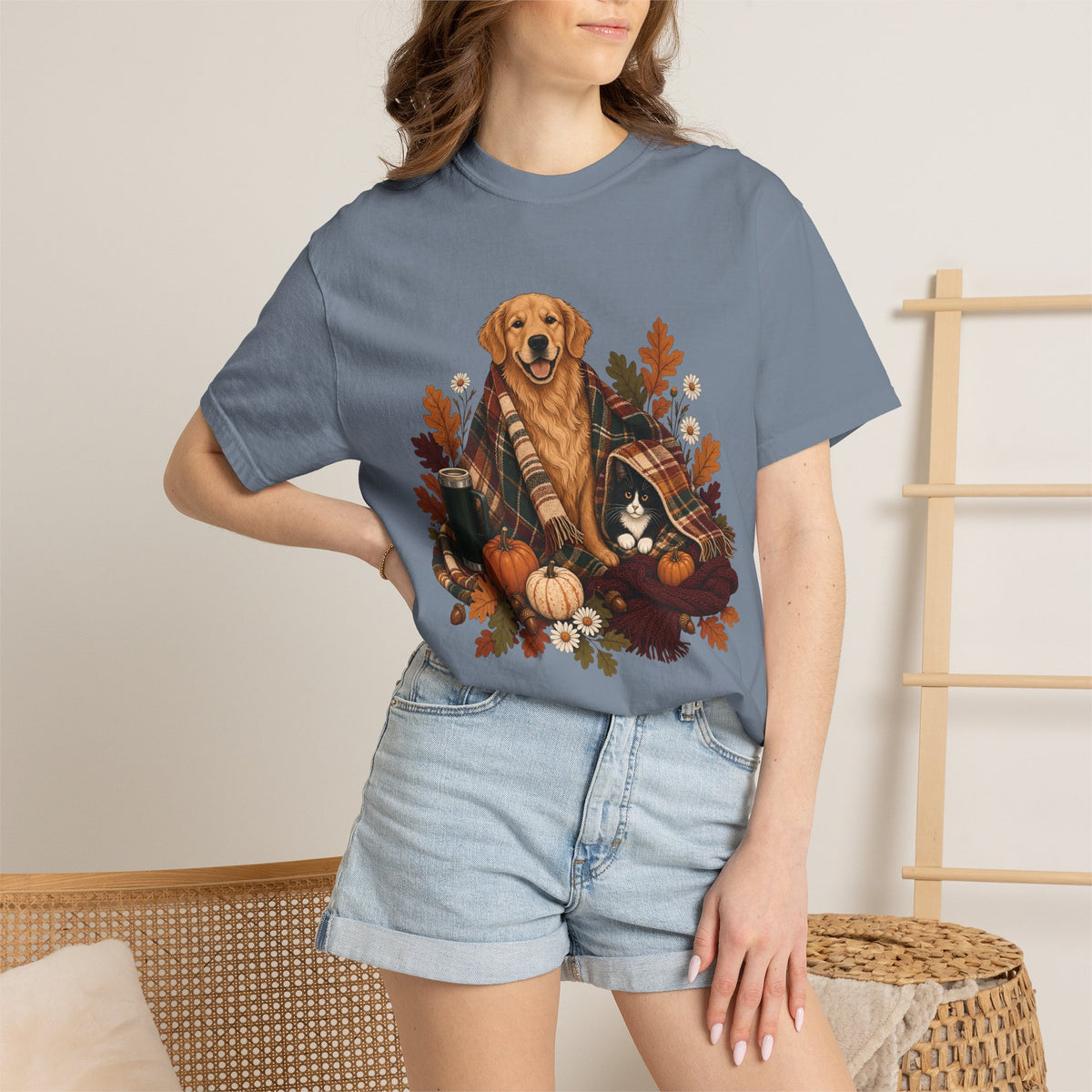 Cozy Fall Dog & Cat T-Shirt – Autumn Pet Parent Tee