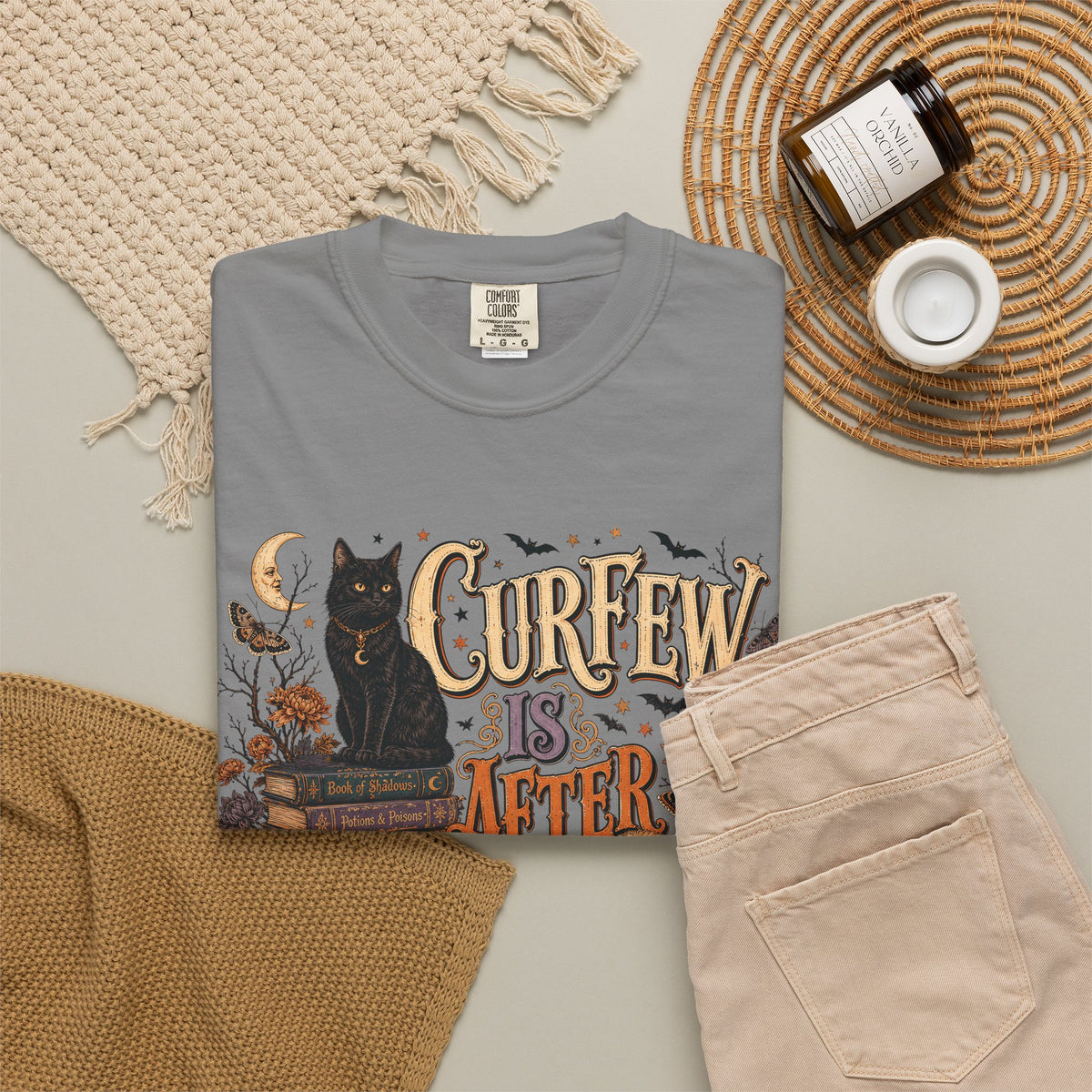 Curfew Is After Treats – Witchy Halloween Dog & Cat T-Shirt