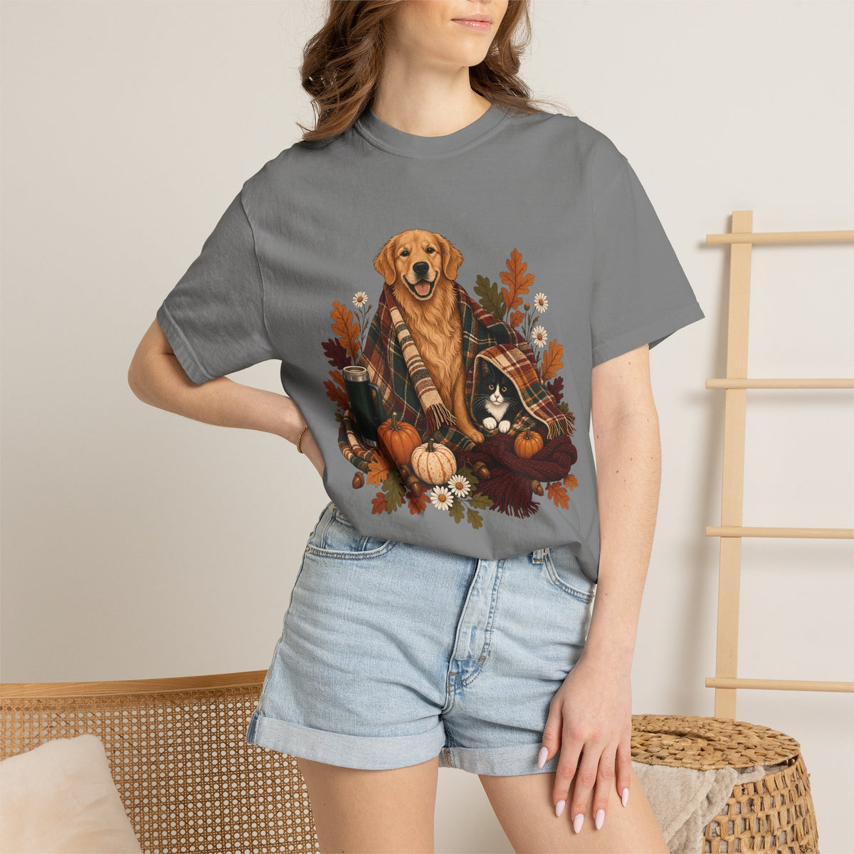 Cozy Fall Dog & Cat T-Shirt – Autumn Pet Parent Tee