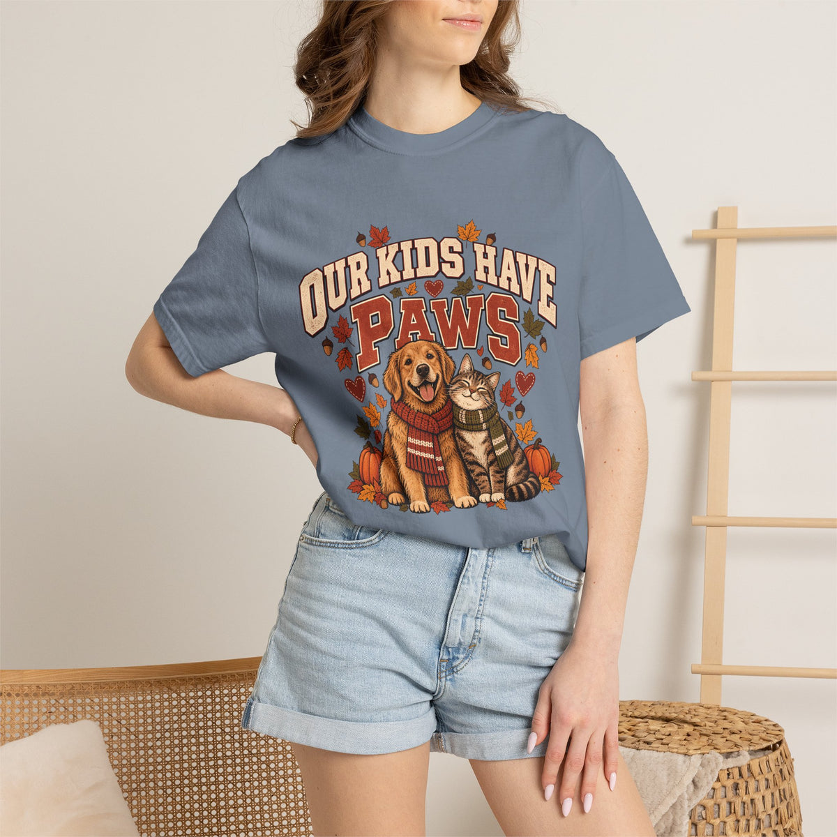 Our Kids Have Paws T-Shirt – Autumn Dog & Cat Pet Parent Tee