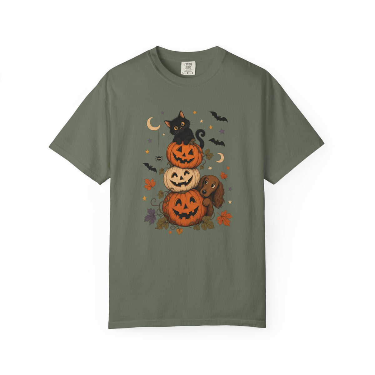 Pumpkin Paws Halloween T-Shirt – Cute Dog & Black Cat Fall Pet Lover Tee