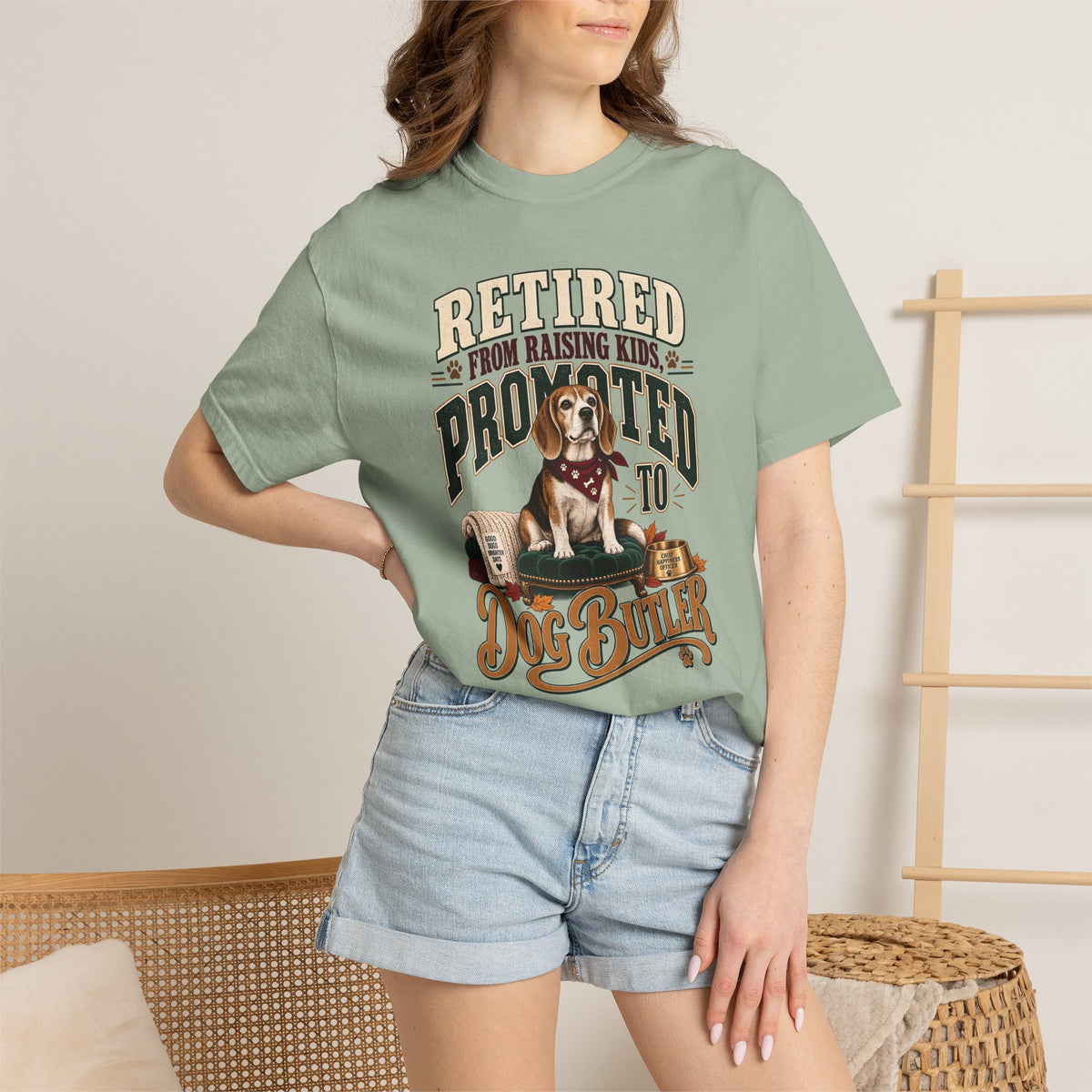 Retired From Raising Kids Promoted to Dog Butler T-Shirt – Funny Empty Nester Gift