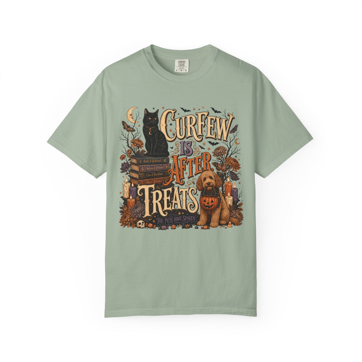 Curfew Is After Treats – Witchy Halloween Dog & Cat T-Shirt