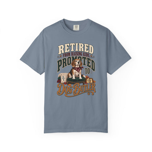 Retired From Raising Kids Promoted to Dog Butler T-Shirt – Funny Empty Nester Gift