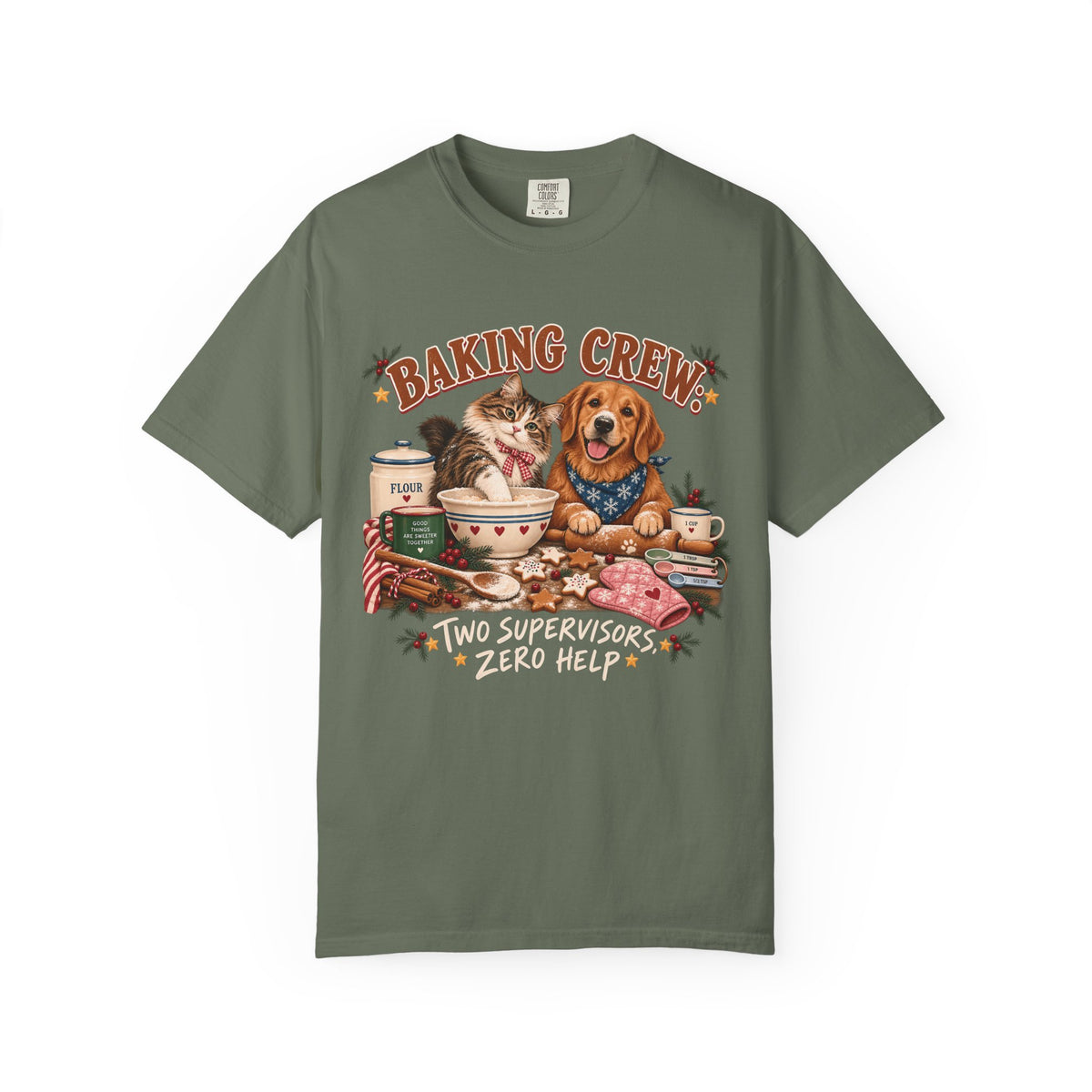 Baking Crew Two Supervisors Zero Help T-Shirt – Funny Christmas Pet Tee