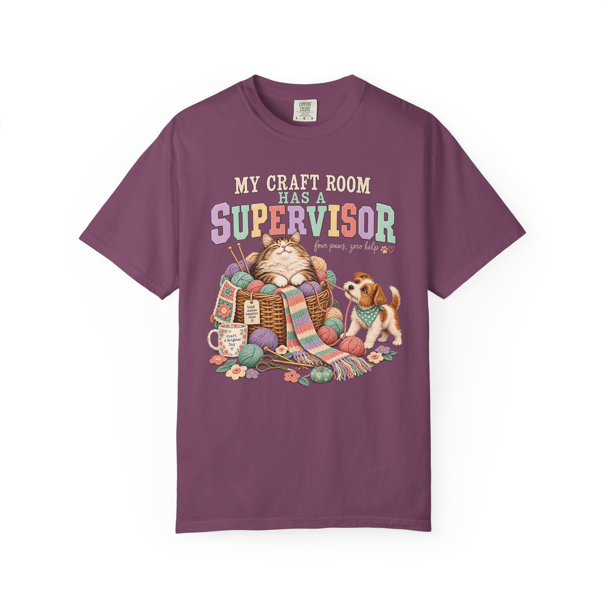 My Craft Room Has a Supervisor T-Shirt – Funny Cat & Dog Crafting Tee