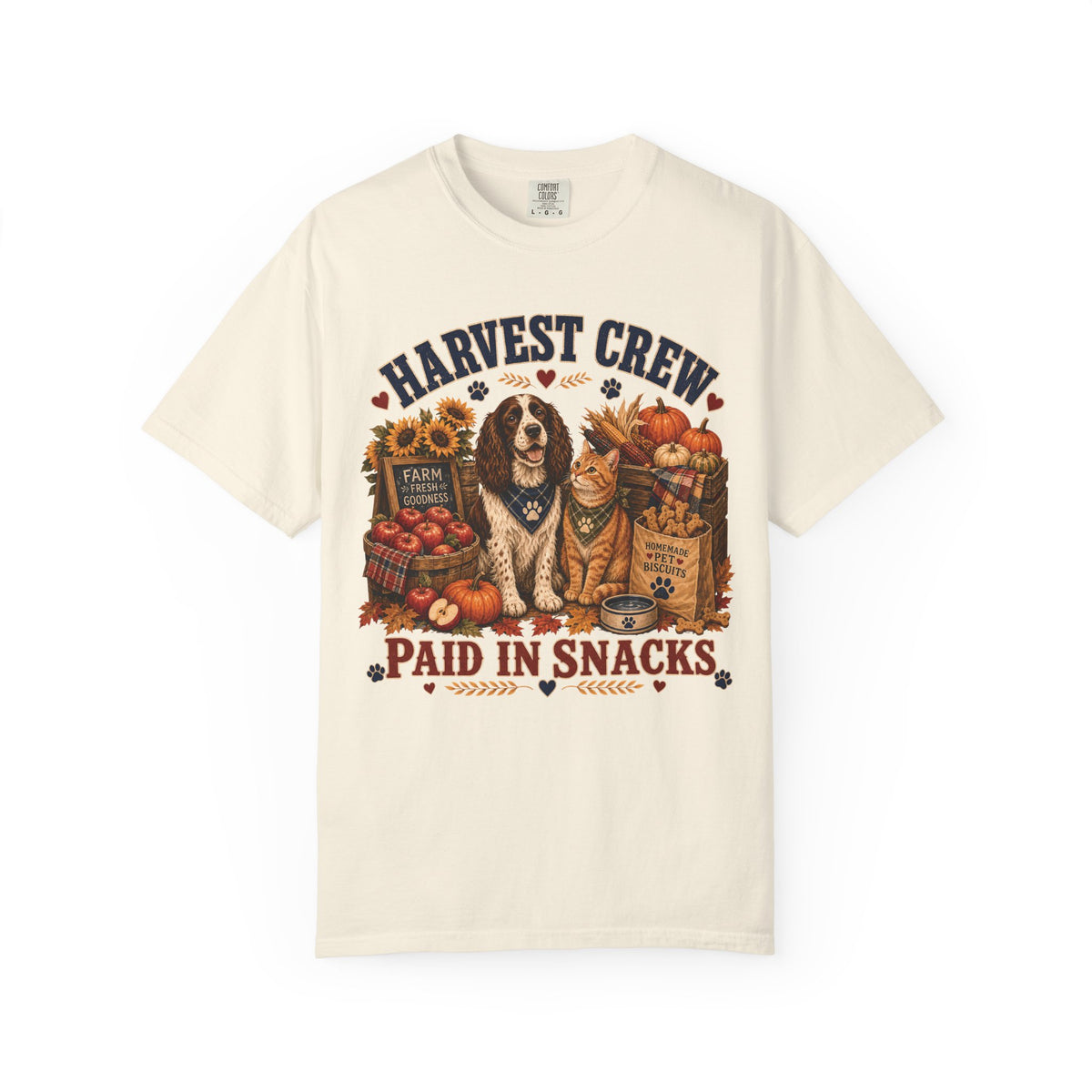 Harvest Crew – Paid in Snacks, Funny Fall Dog & Cat T-Shirt