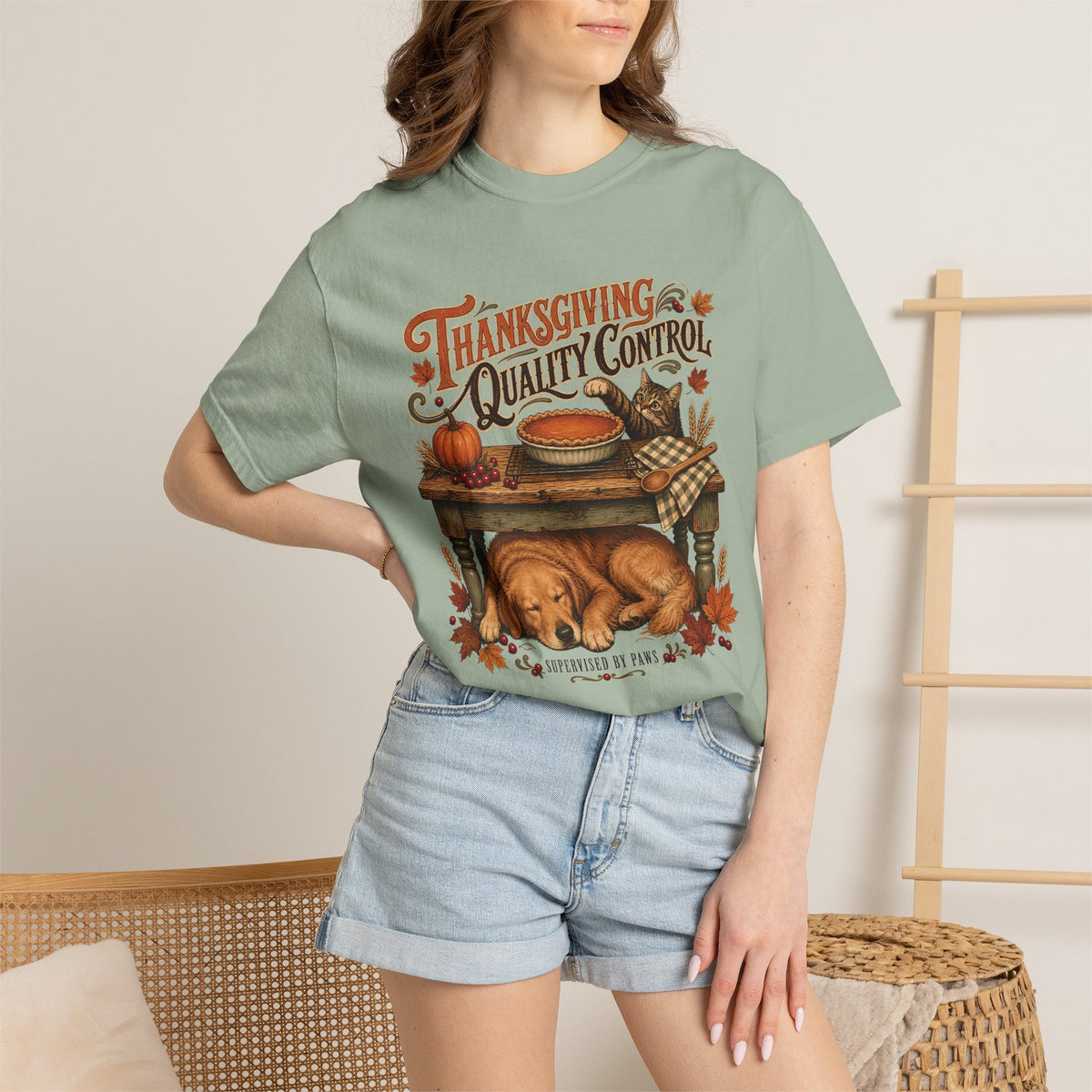 Thanksgiving Quality Control T-Shirt – Funny Dog & Cat Thanksgiving Pet Parent Tee