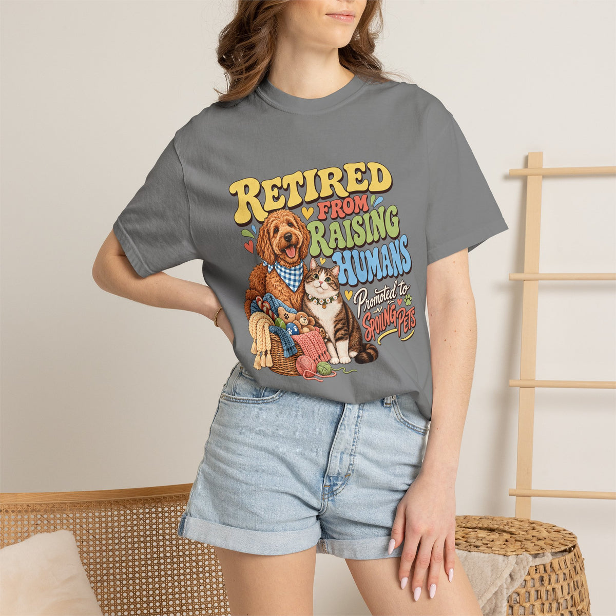 Retired From Raising Humans T-Shirt – Funny Dog & Cat Empty Nester Tee