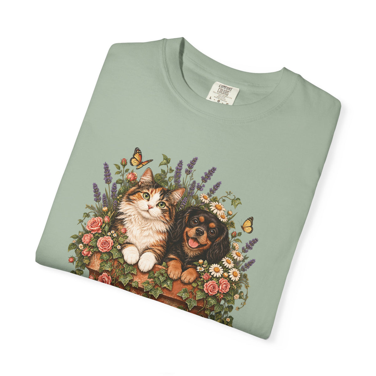 Cottage Garden Dog & Cat T-Shirt – Floral Pet Lover Tee
