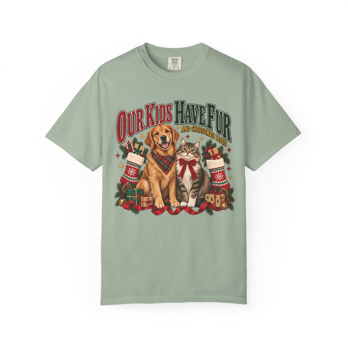 Our Kids Have Fur and Christmas Lists T-Shirt – Funny Pet Parent Christmas Tee