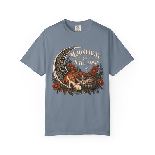 Moonlight & Muted Barks T-Shirt – Celestial Dog & Cat Cottagecore Tee