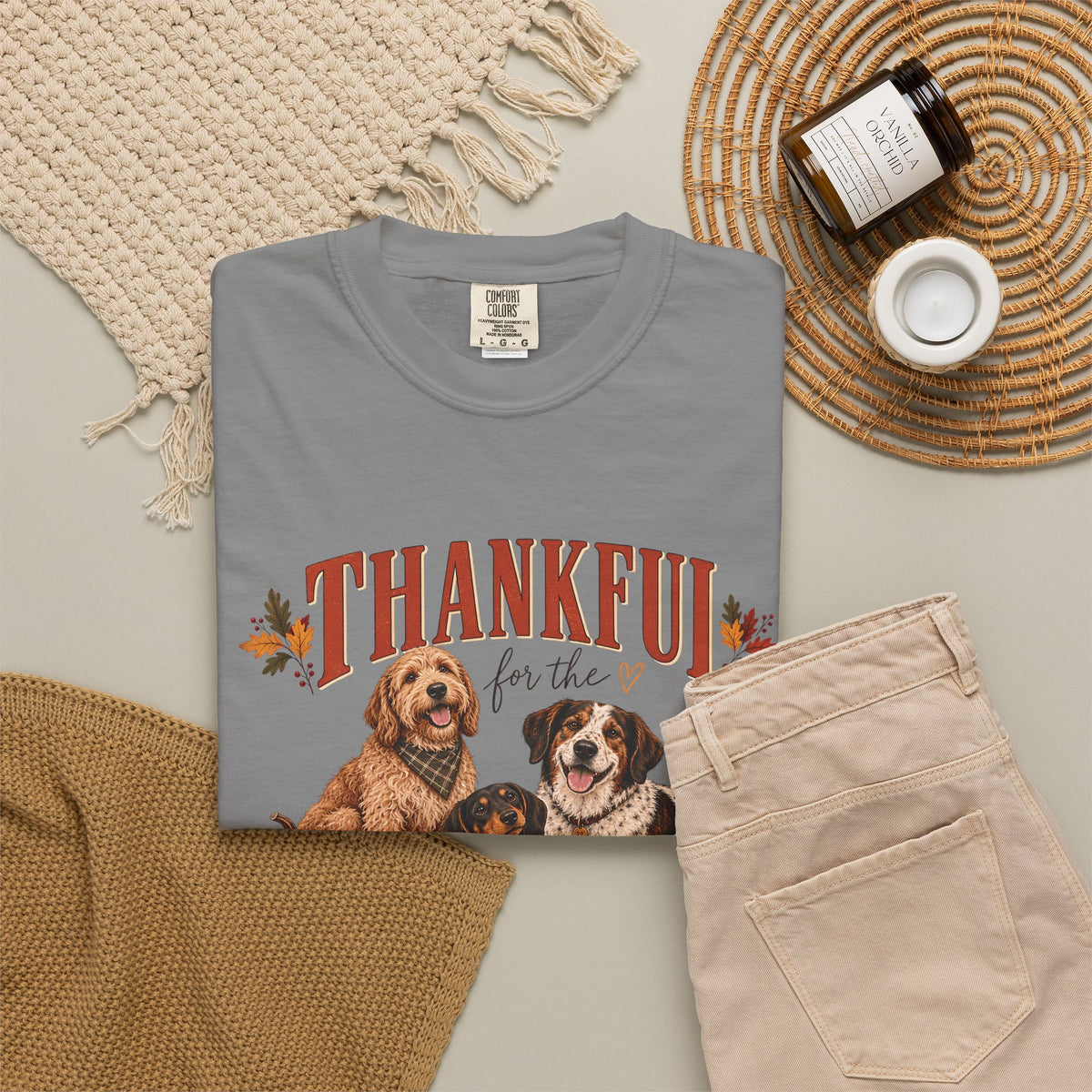 Thankful for the Paws at My Table T-Shirt – Thanksgiving Dog Lover Tee