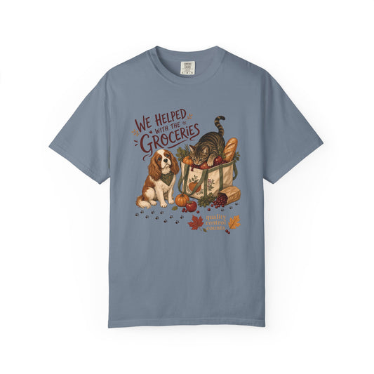 We Helped With the Groceries T-Shirt – Funny Dog & Cat Pet Lover Tee
