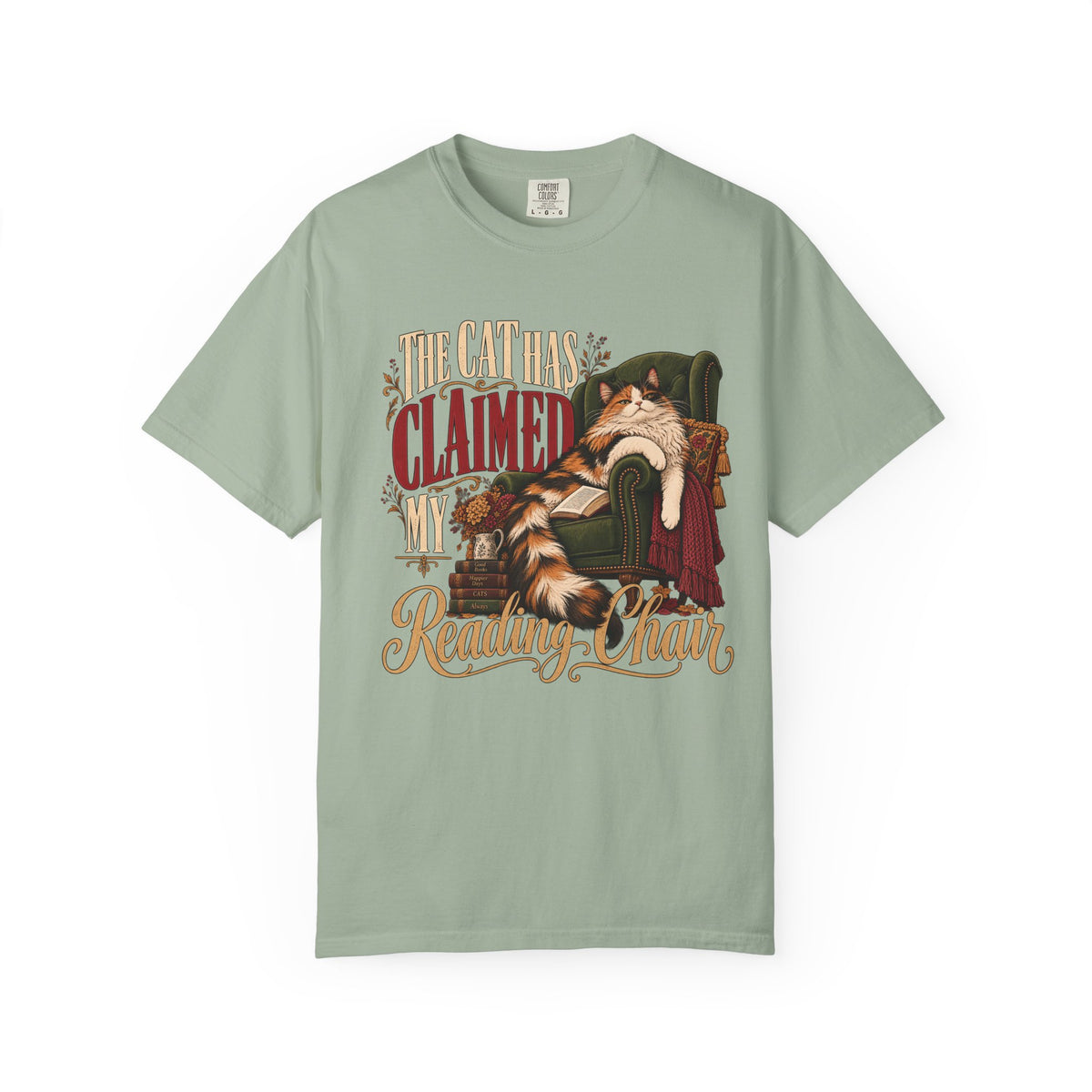 The Cat Has Claimed My Reading Chair T-Shirt – Funny Cat Book Lover Tee