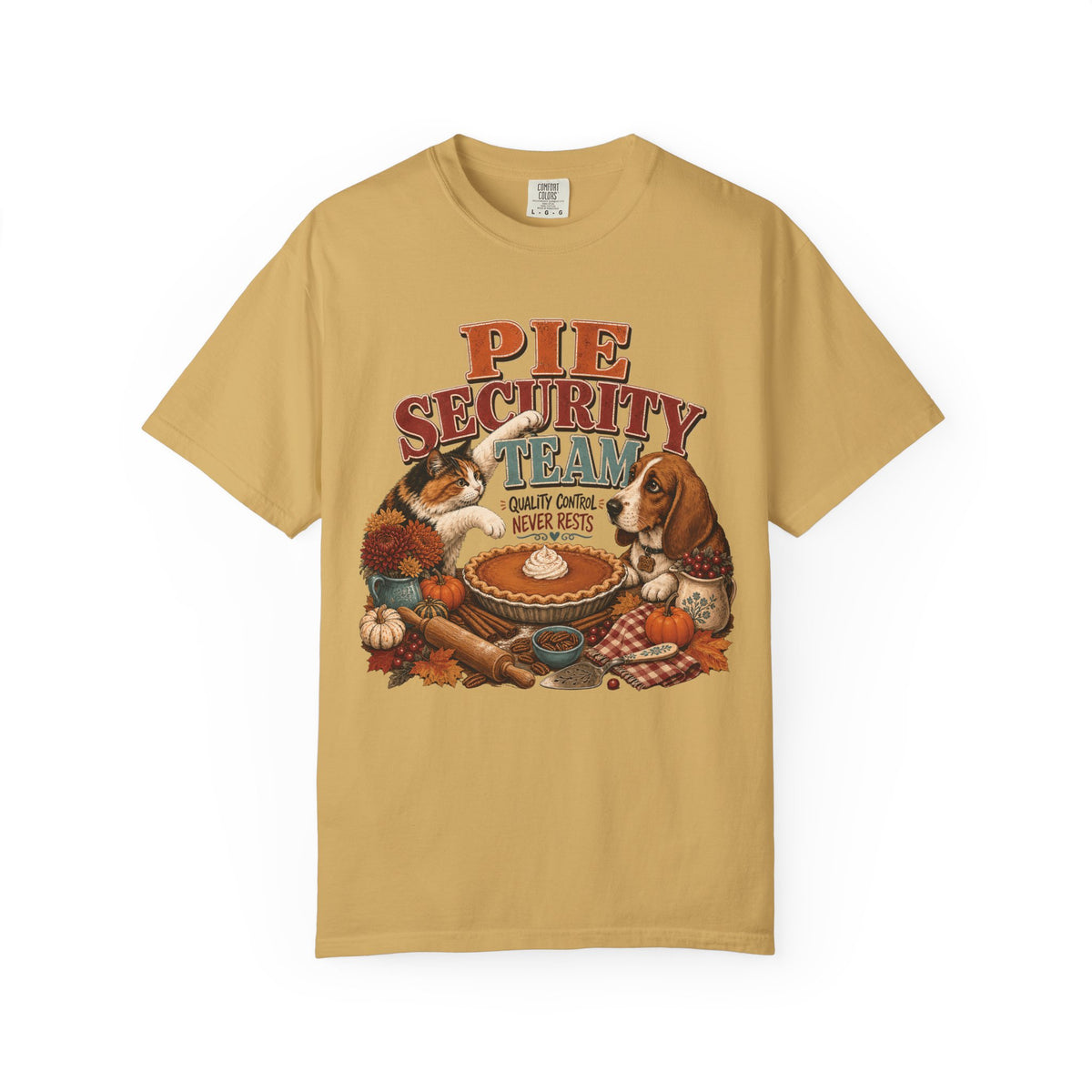 Pie Security Team – Funny Thanksgiving Dog & Cat T-Shirt