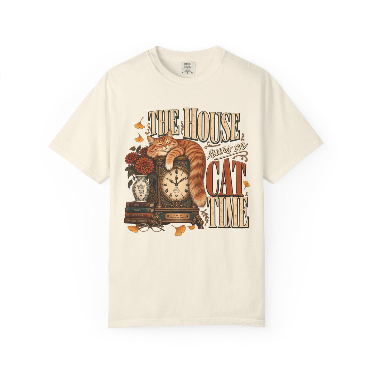 The House Runs on Cat Time T-Shirt – Vintage Ginger Cat Lover Tee