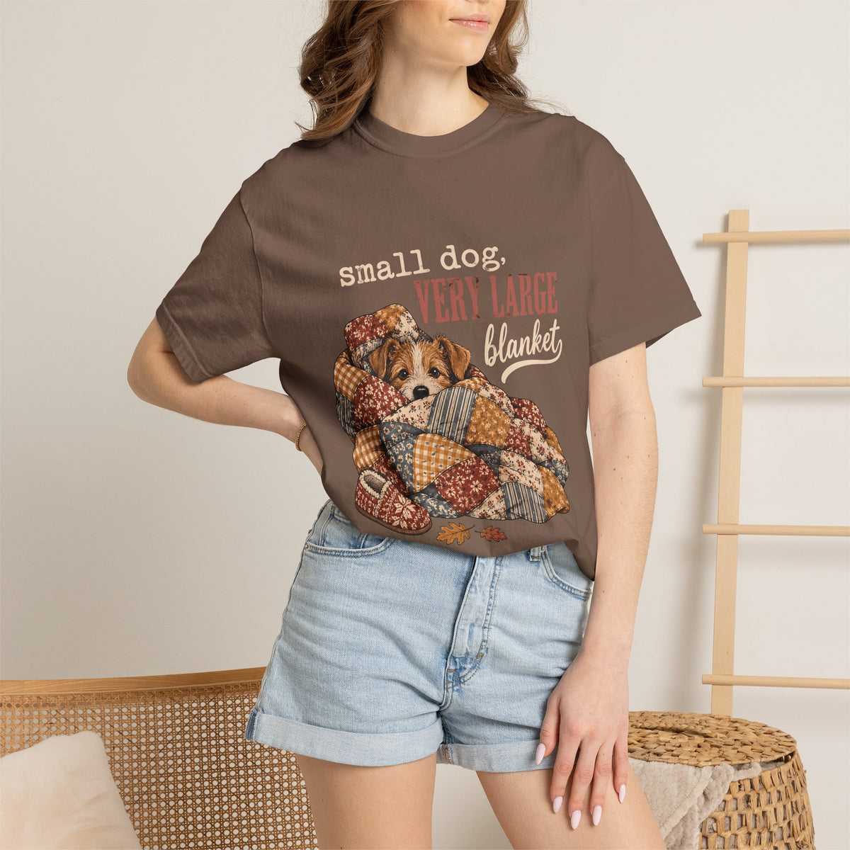 Small Dog Very Large Blanket T-Shirt – Funny Cozy Dog Lover Tee