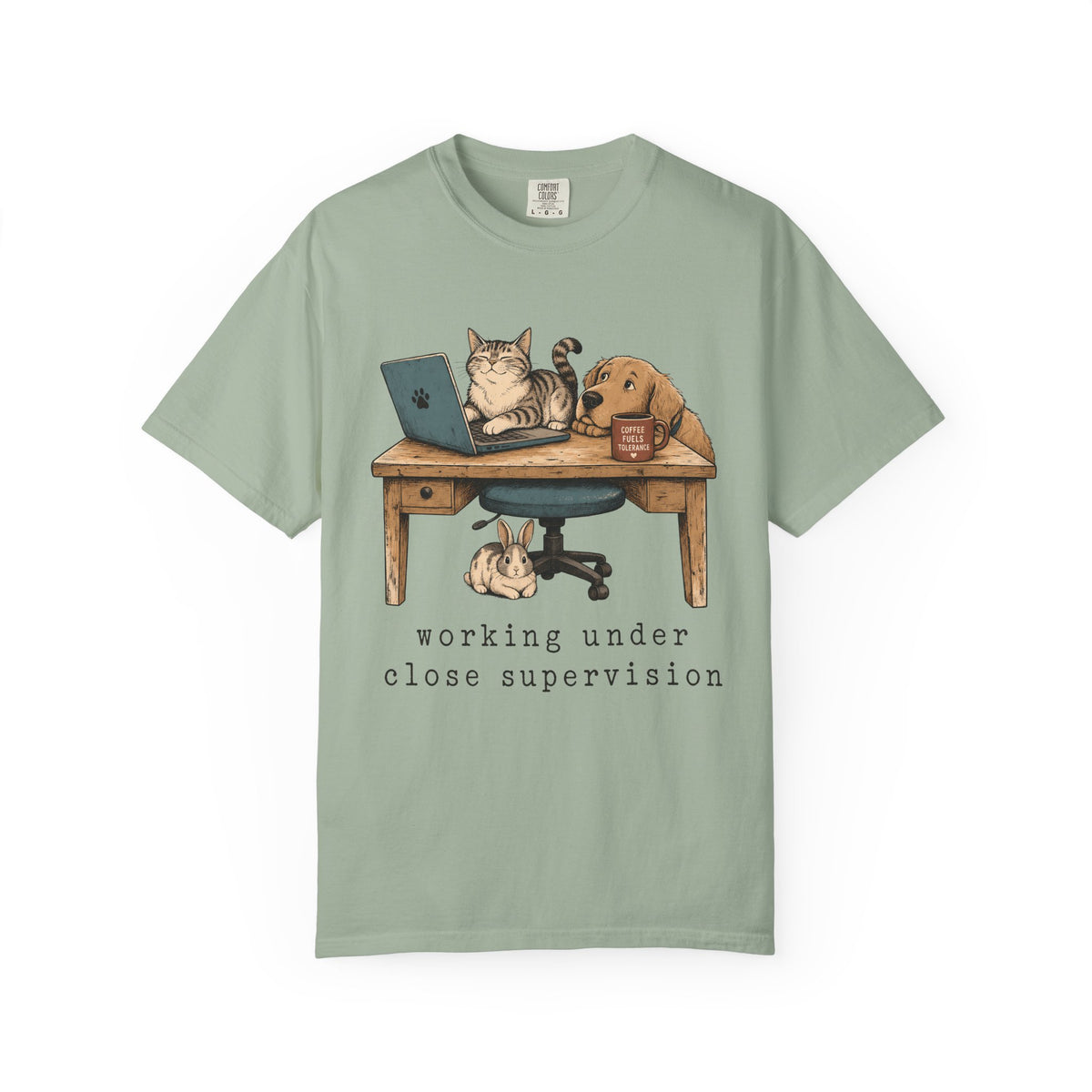 "Working Under Close Supervision" Funny Work From Home Pets T-Shirt