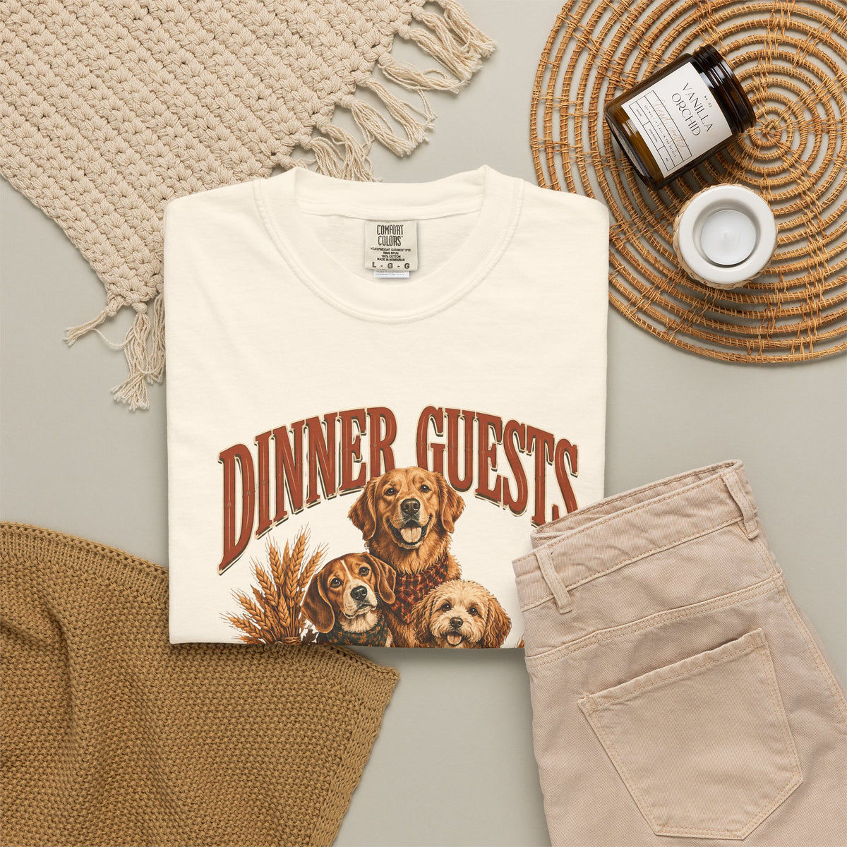 Dinner Guests With Tails T-Shirt – Thanksgiving Dog Lover Tee