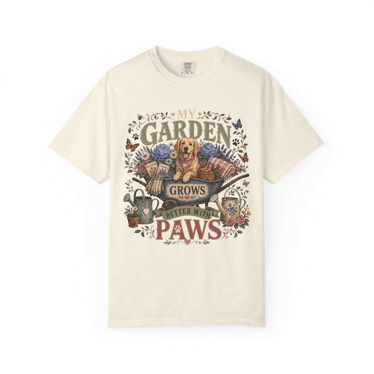 My Garden Grows Better with Paws Dog & Gardening T-Shirt