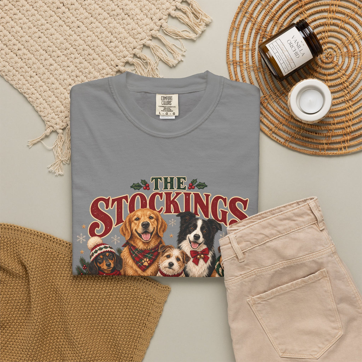 The Stockings Have Paw Prints T-Shirt – Christmas Dog Lover Tee