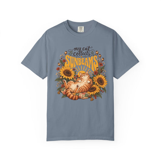 My Cat Collects Sunbeams T-Shirt – Sunflower Ginger Cat Lover Tee