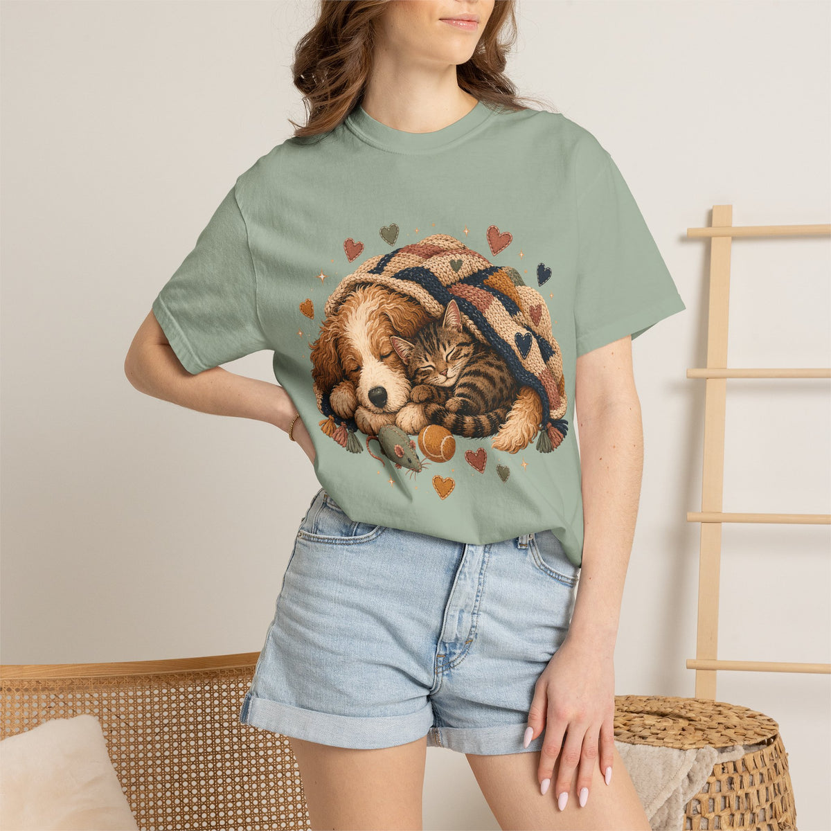 Sleeping Dog and Cat T-Shirt | Cozy Pet Lover T-Shirt
