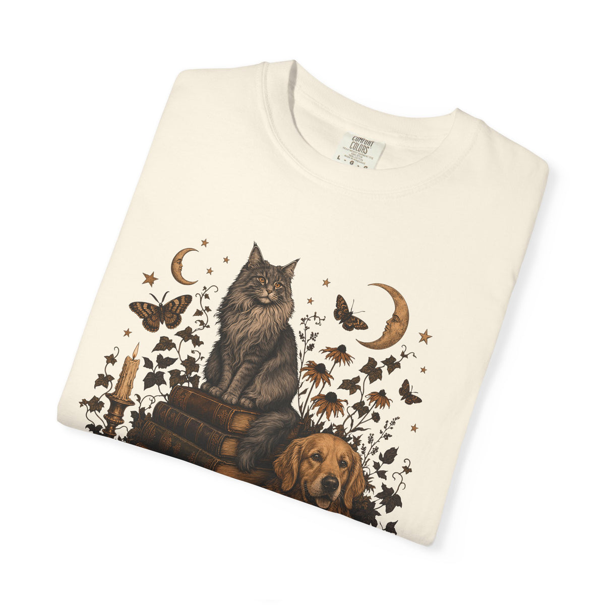 Cozy Autumn Dog & Cat T-Shirt – Dark Academia Pet Lover Tee