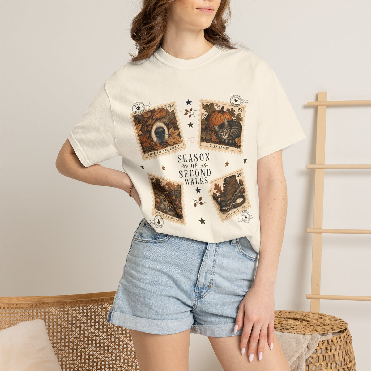 Season of Second Walks T-Shirt – Vintage Fall Dog Walking Pet Parent Tee