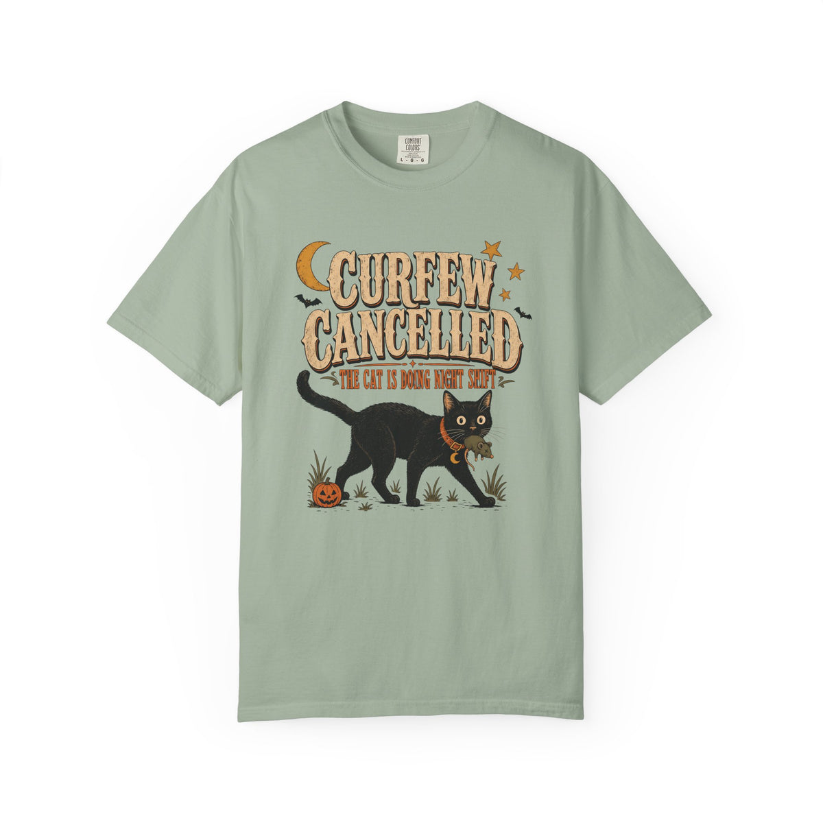 Curfew Cancelled Cat T-Shirt – Funny Halloween Cat Lover Tee