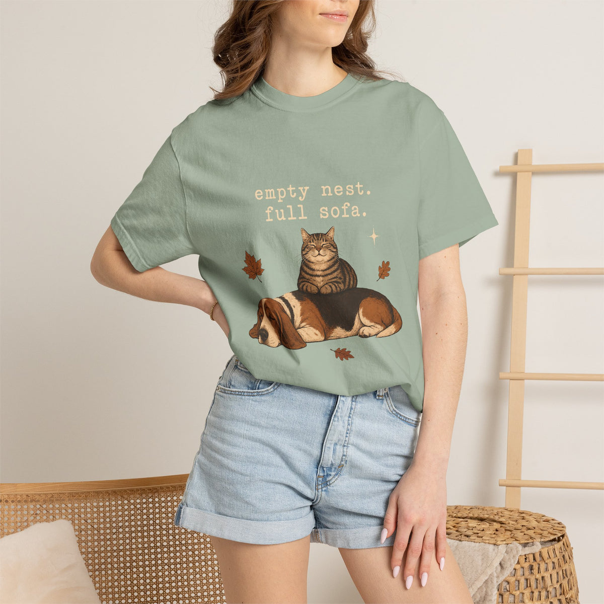 Empty Nest Full Sofa T-Shirt – Funny Empty Nester Dog & Cat Parent T-Shirt