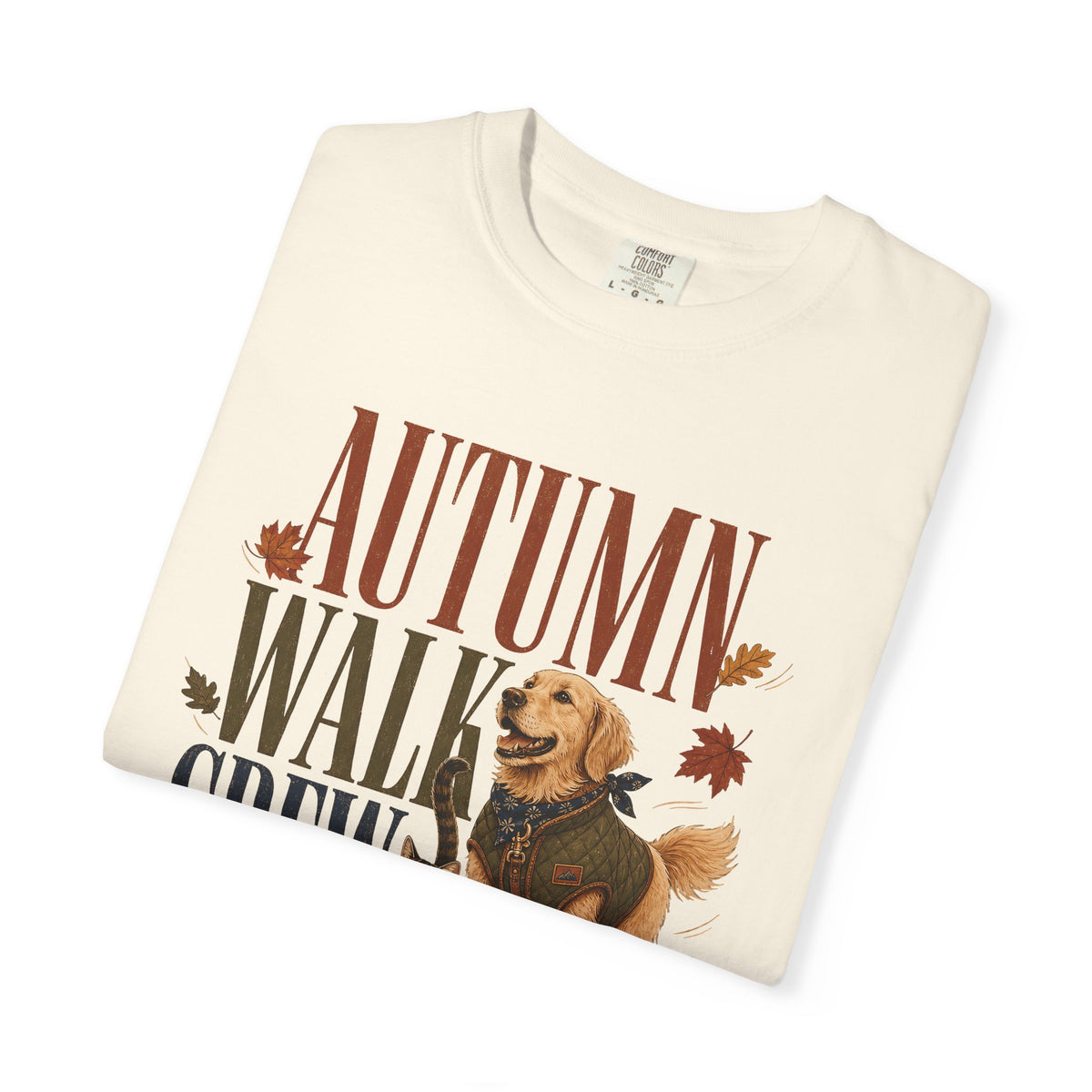 Autumn Walk Crew T-Shirt – Fall Dog & Cat Pet Lover Graphic Tee
