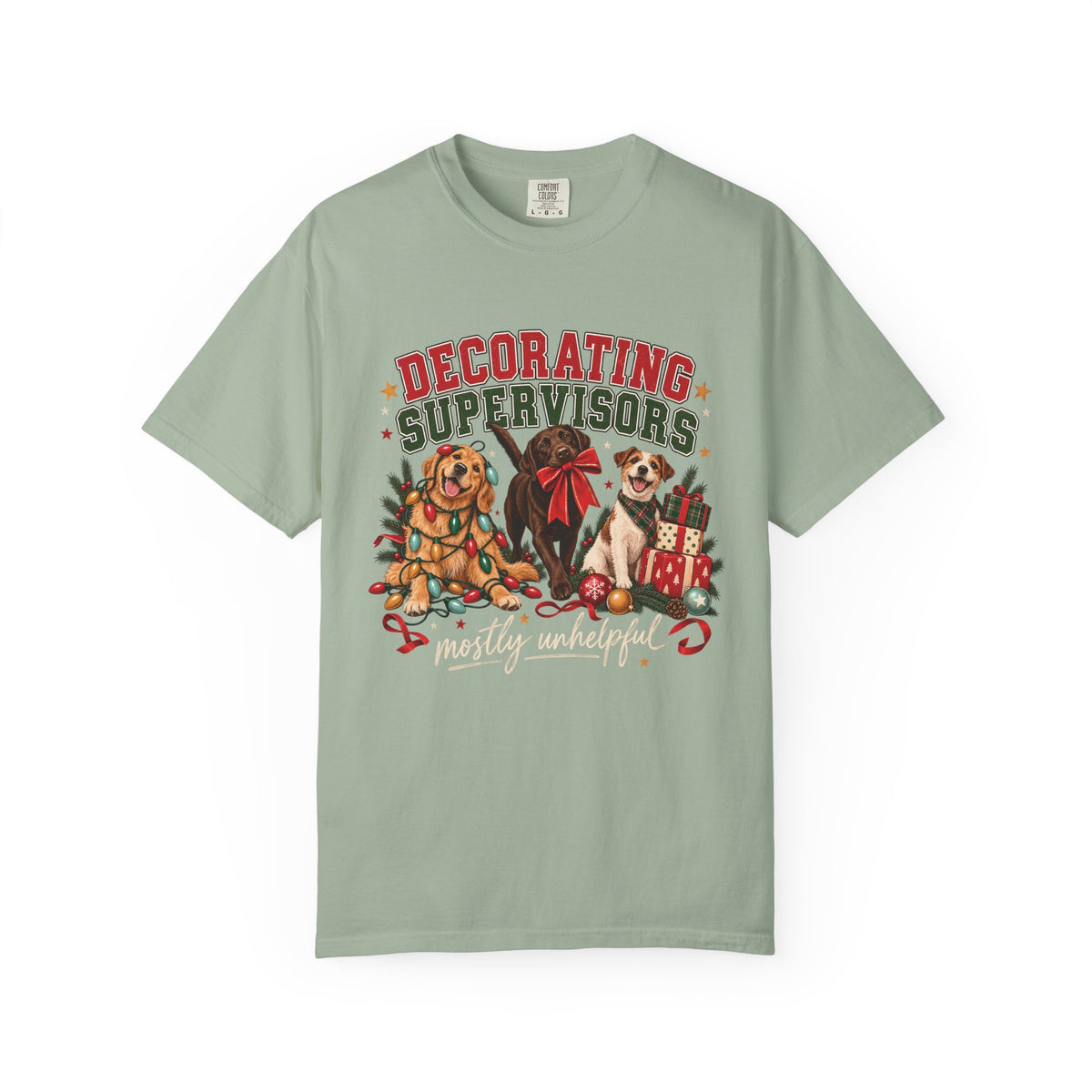 Decorating Supervisors Mostly Unhelpful T-Shirt – Funny Christmas Dog Tee