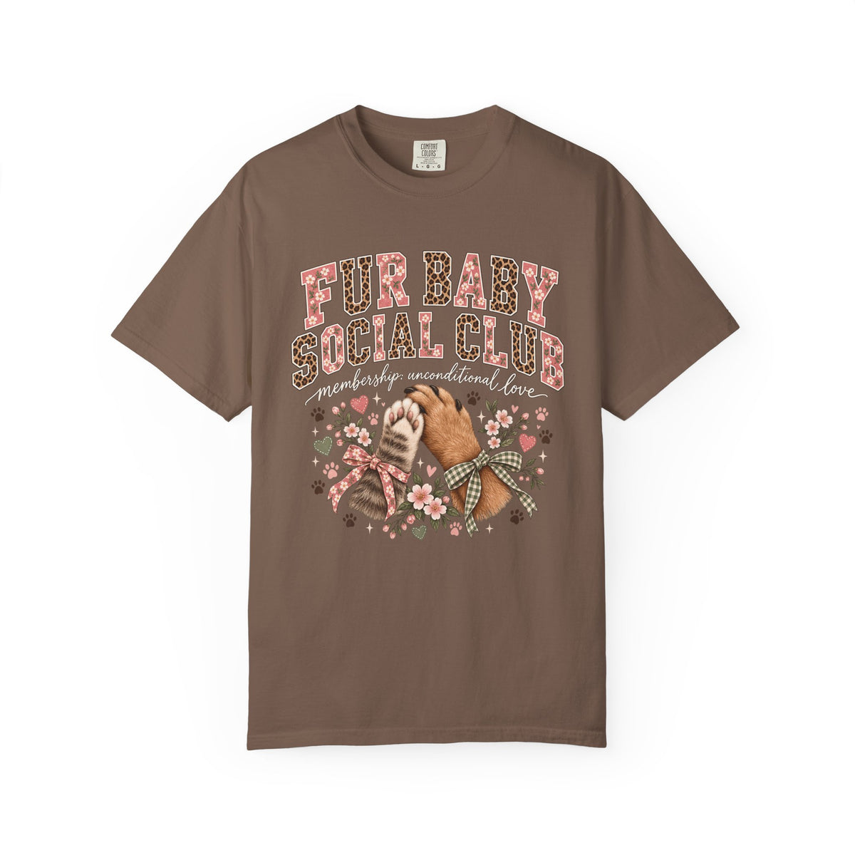 Fur Baby Social Club T-Shirt – Retro Floral Dog & Cat Lover Tee