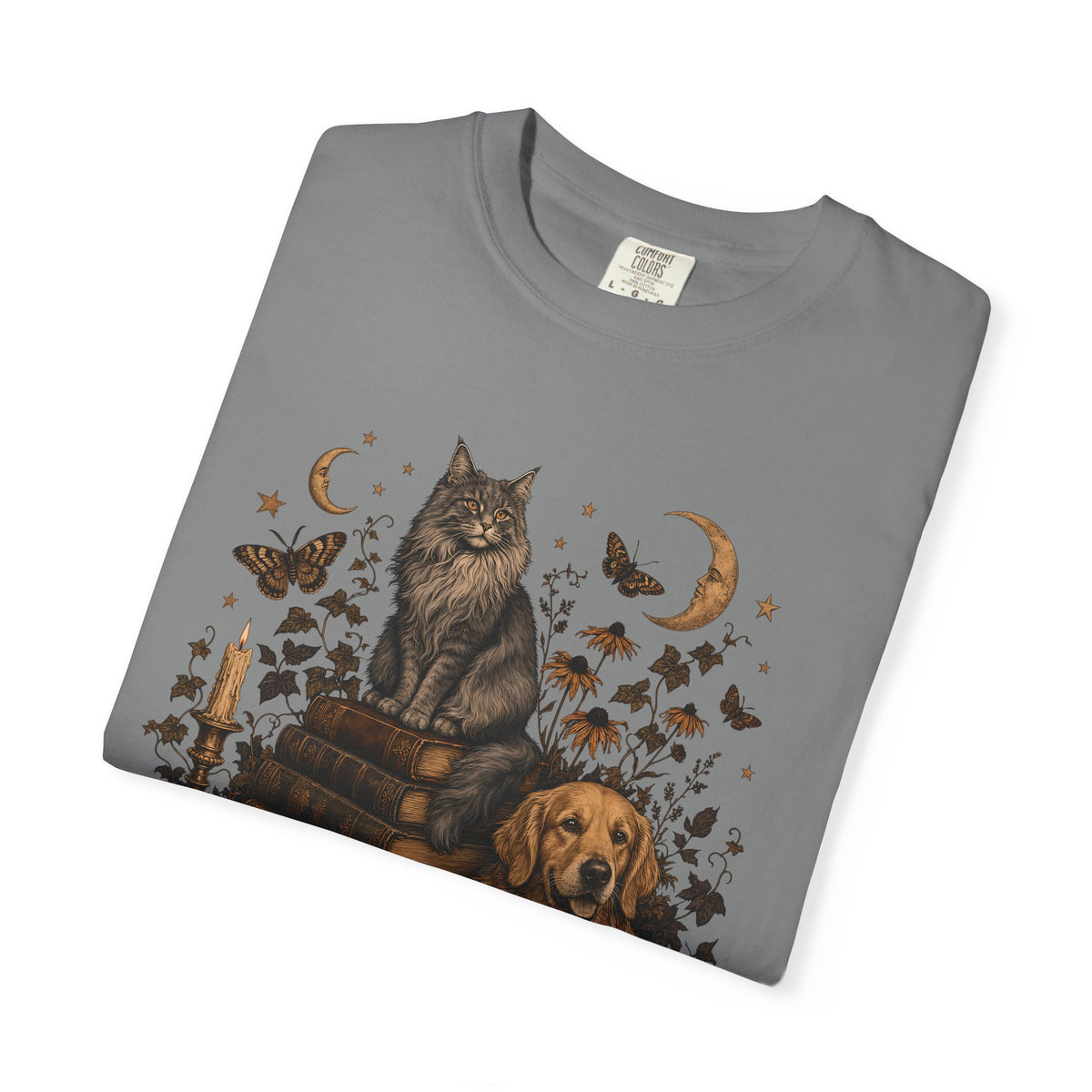 Cozy Autumn Dog & Cat T-Shirt – Dark Academia Pet Lover Tee